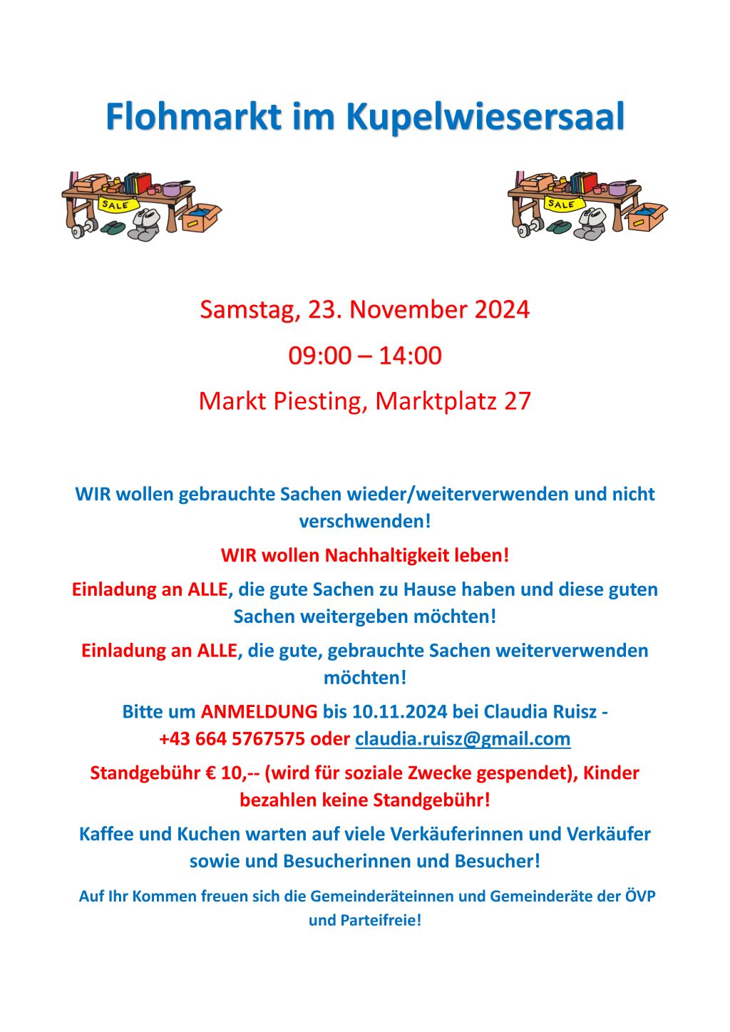 Flohmarkt im Kupelwiesersaal